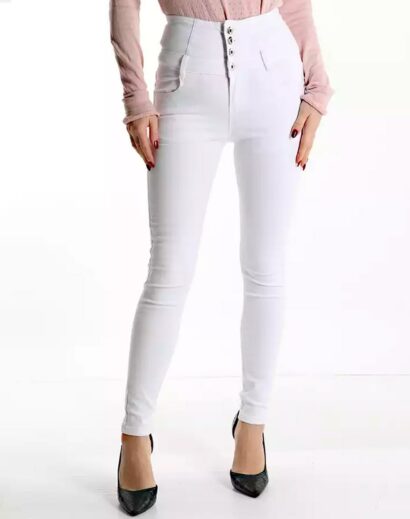 Edobo Queen Jeans - In Cotone Vita Alta Skinny Con Bottoni