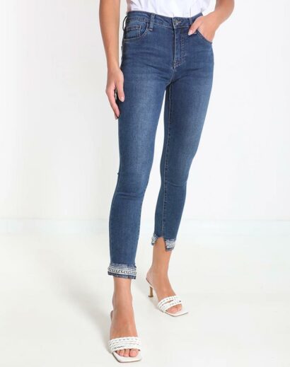 Jeans In Cotone Con Tasche decorazione